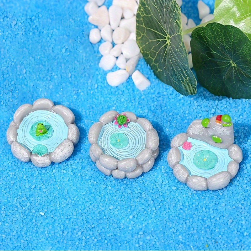 3pcs Christmas Mini Water Pool Pond Deco for Fairy Garden Mini Landscape