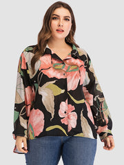 Women's Floral Print Button Up Long Sleeve Blouse