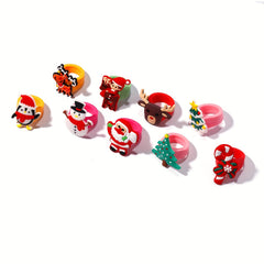 Christmas Ring Toys Children DIY Soft Rubber Rings Santa Deer Snowman Rings