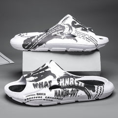 Men's Graffiti Print Pillow Slides Non Slip Slippers