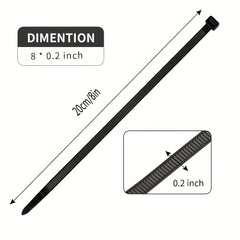 100pcs Heavy Duty Releasable Nylon Tie Wraps 20-32cm Adjustable Straps