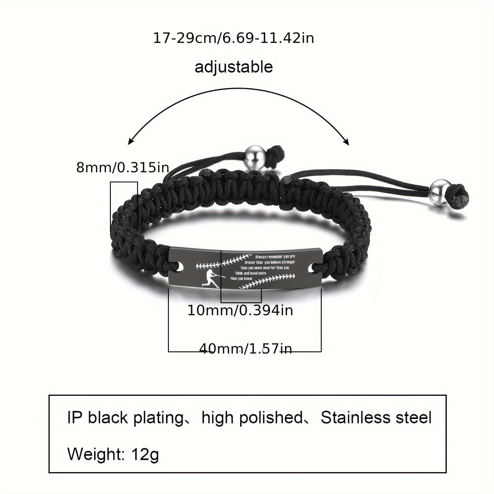 Rope Bracelet with Rugby Letter Graphic Charm