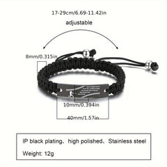 Rope Bracelet with Rugby Letter Graphic Charm