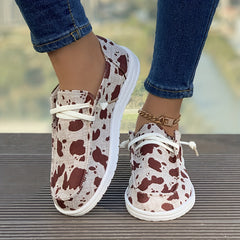 Cow Pattern Flat Boat Shoes Casual Versatile Wear Resistance Loafers Shoes