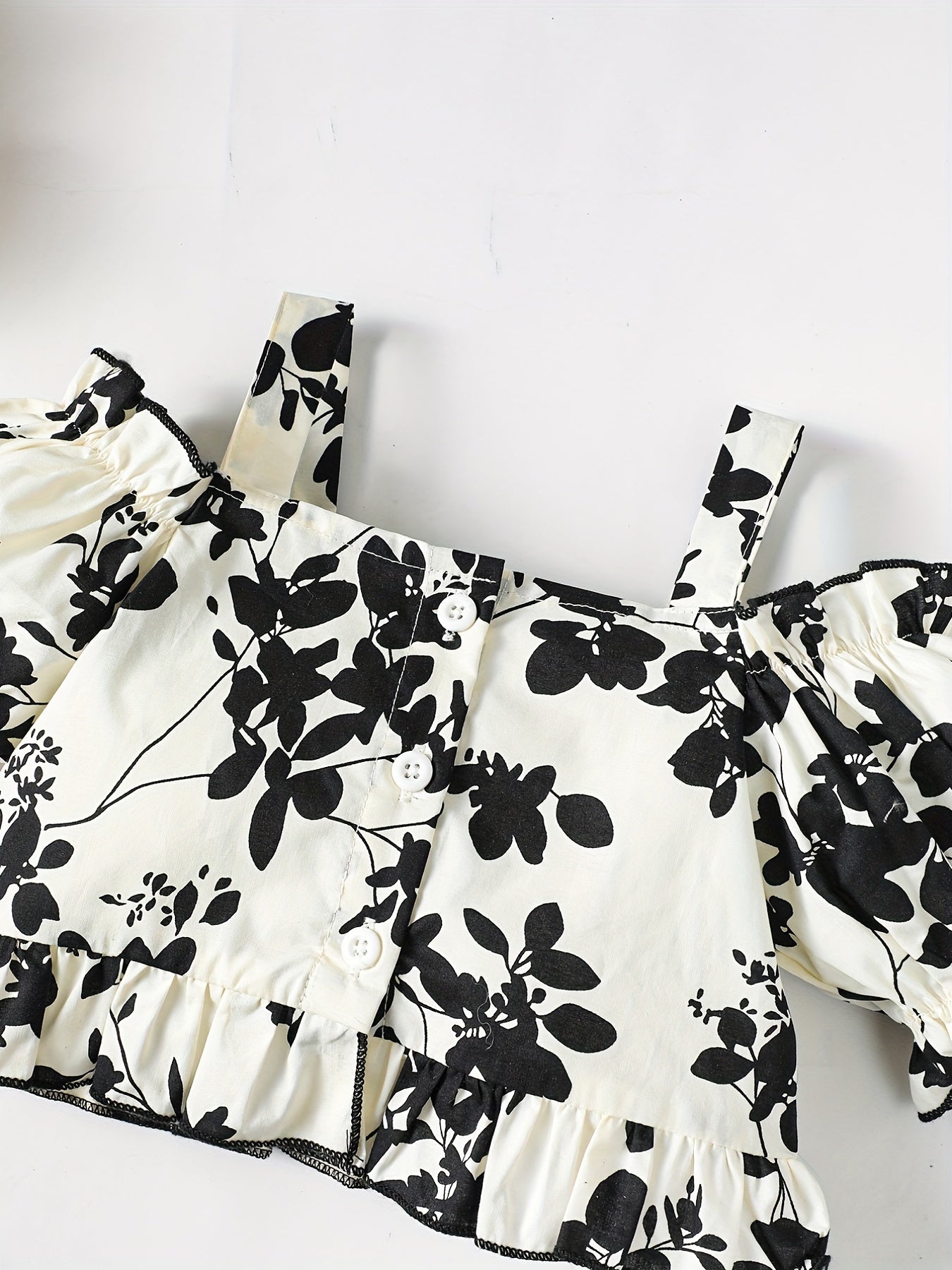 Baby Girls Floral Print Off Shoulder Top & Pants Set