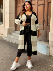 Colorblock Longline Cardigan Women's Plus Casual Sweater Cardigan