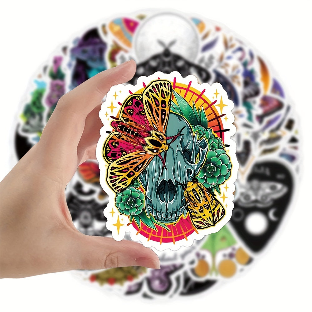 50pcs Vinyl Moth Stickers for Notebook Water Bottle
