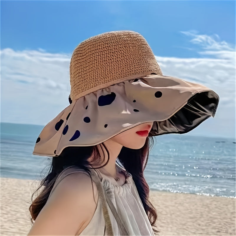 Polka Dot Double Layer Sun Hat Women Beach Hat