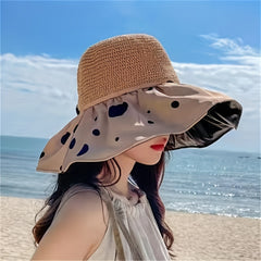 Polka Dot Double Layer Sun Hat Women Beach Hat