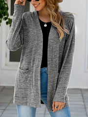Solid Drop Shoulder Cardigan with Pockets for Women