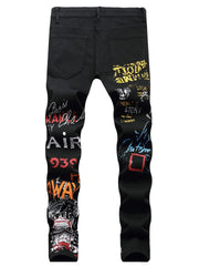 Print Slim Fit Jeans Y2k Street Style Jeans