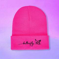 Butterfly Embroidery Knit Hat Y2K Beanie Candy Skull Cap Elastic