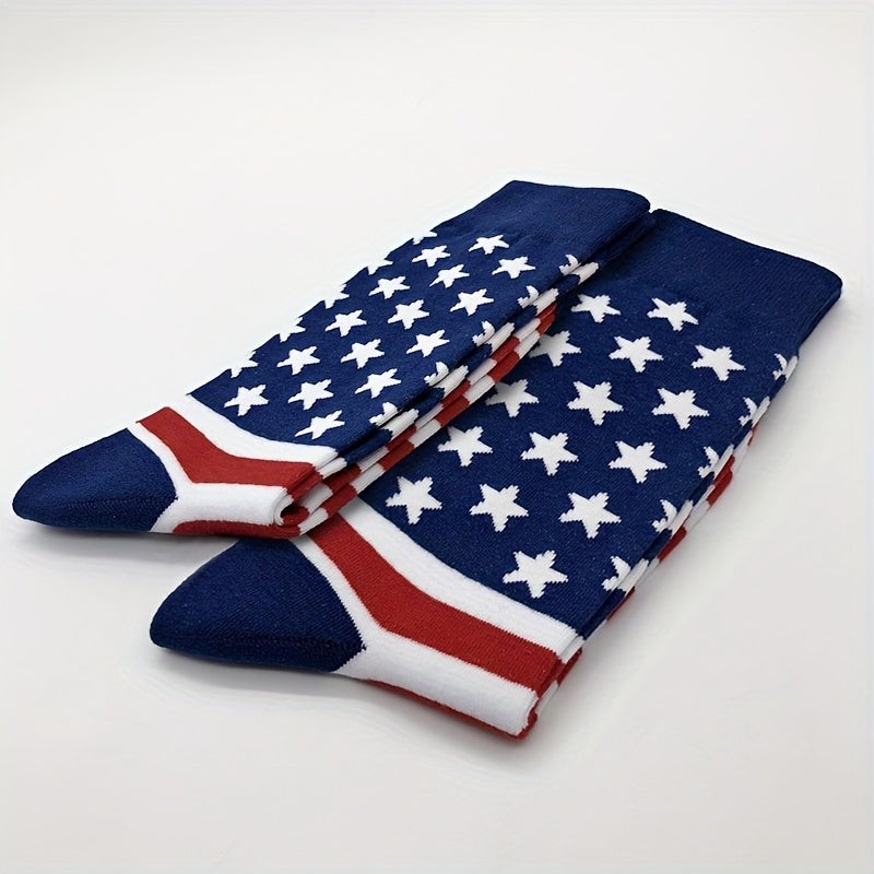 American Flag Crew Socks 2 Pairs Women's Mid Tube Stockings