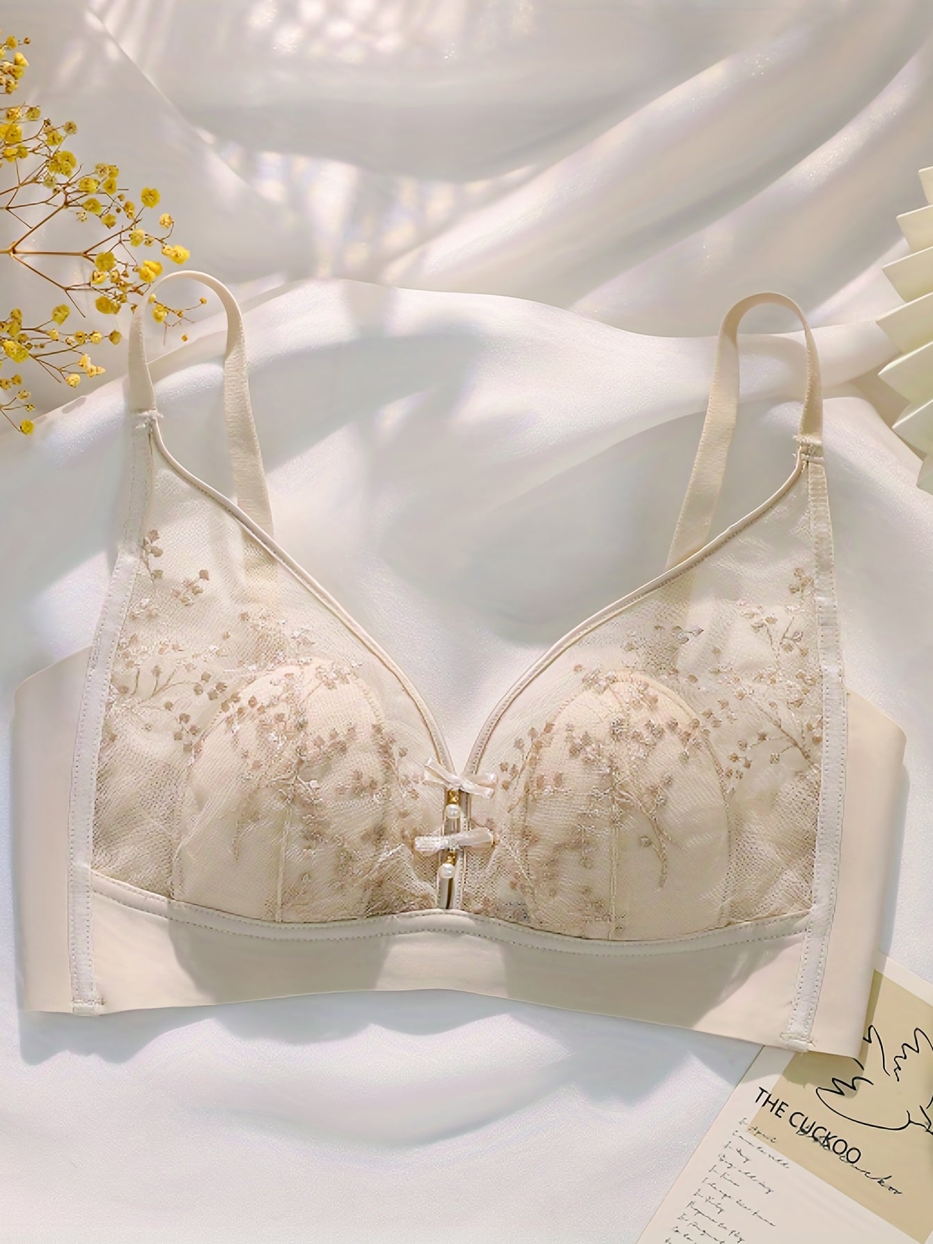 Floral Mesh Wireless Bra Soft & Breathable