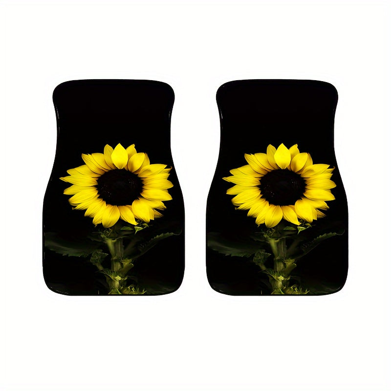 4pcs 3D Sunflower Car Floor Mats - Water Absorbent, Non-Slip, Stain Resistant