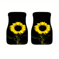 4pcs 3D Sunflower Car Floor Mats - Water Absorbent, Non-Slip, Stain Resistant