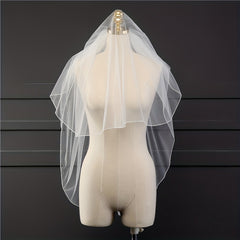 Wedding Head Veil With Comb Satin Edge Bridal Hair Accessories