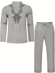 Boho Style Embroidery Men's 2-Piece Outfits Set