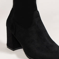 Women's Chunky Heel Long Boots Slip On British Style Boots