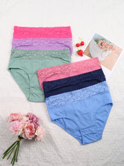 6 Pack Plus Size Lace Mid Rise Stretch Briefs