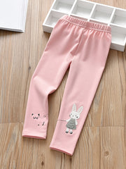 Girls Cat & Rabbit Print Cotton Leggings for Autumn & Spring