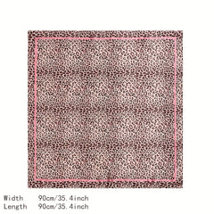 Leopard Chain Print Shawl Satin Square Scarf Bandana Silk Head Wrap