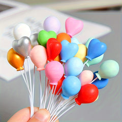 12pcs Resin Balloon Charms with Heart Shaped Caps Mixed Colors DIY Dollhouse Acc