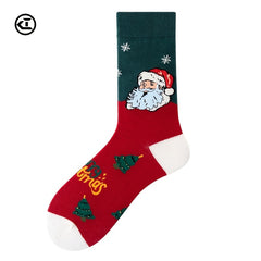 Men's Christmas Printed Cotton Socks - Santa Claus Pattern