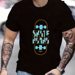 Skateboard Print Men's Graphic Tee for Summer