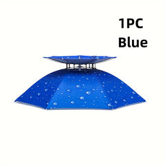 2pcs Double Layer Umbrella Hat Adjustable UV Protection Fishing Umbrella