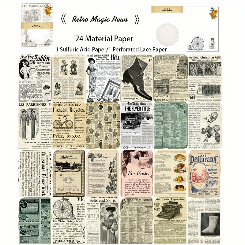 26 Sheets Scrapbooking Paper with Lace Cutout 16.99x11.99 cm
