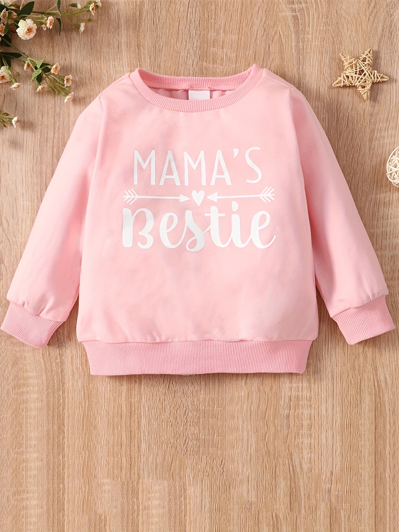 Girls Sweatshirt 'Mama's Bestie' Graphic Long Sleeve Top Pullovers