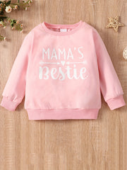 Girls Sweatshirt 'Mama's Bestie' Graphic Long Sleeve Top Pullovers