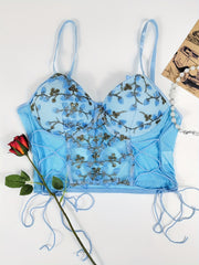 Lace Waist Drawstring Strap Vest Bra Sexy Camisole Top