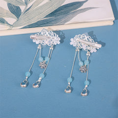 Girl's Hanfu Accessories Ribbon Headwear Tassel Flower Hair Clip