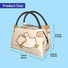 Duck & Bread Pattern Lunch Bag Insulated Tote for Work School Picnic