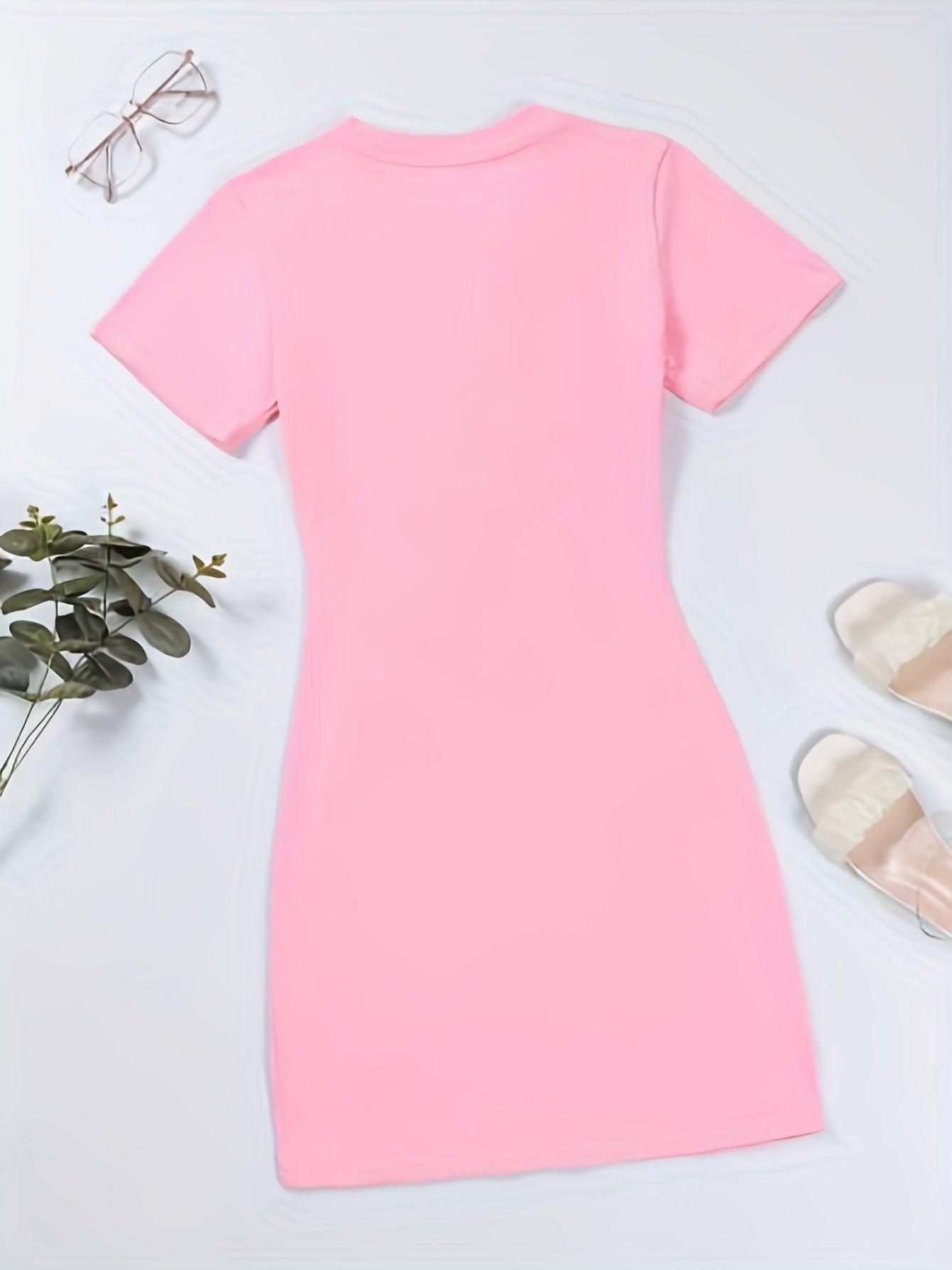 Real Print Tee Dress Short Sleeve Casual Dress Women's Clothing