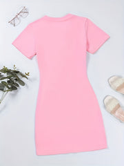 Real Print Tee Dress Short Sleeve Casual Dress Women's Clothing