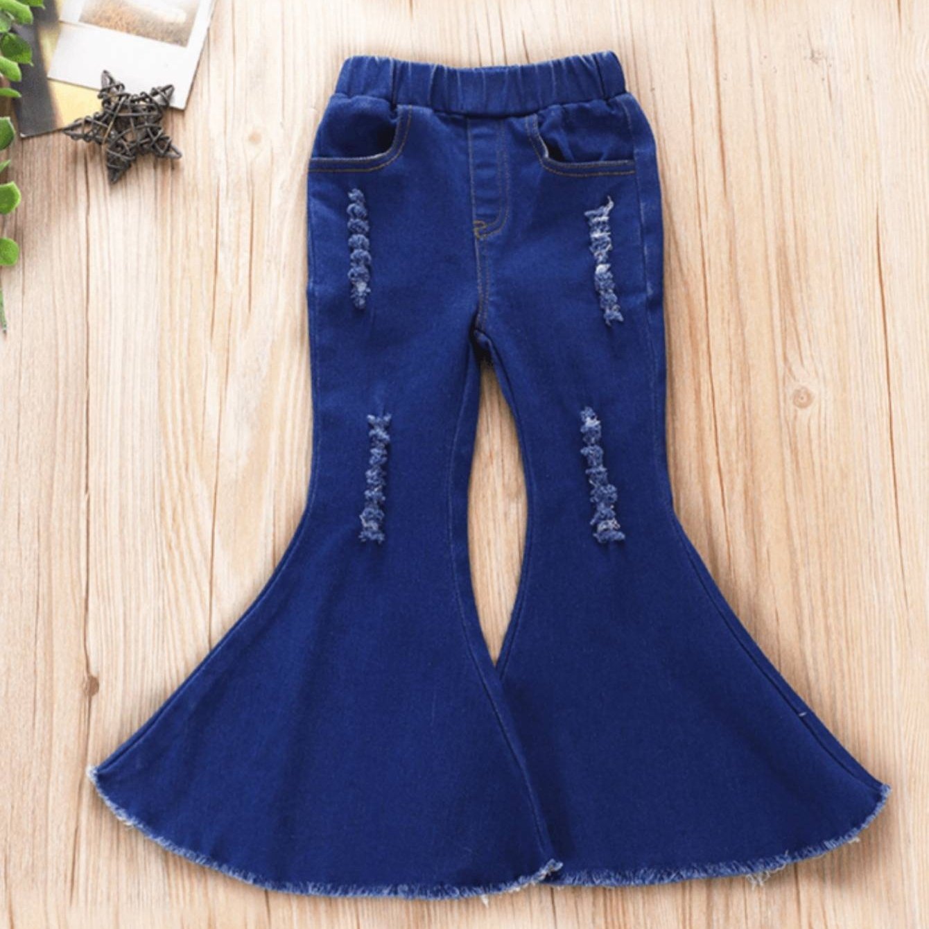 Toddler Girls Flare Leg Ripped Jeans