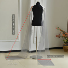Lace Appliqu Bridal Veil with Pearls