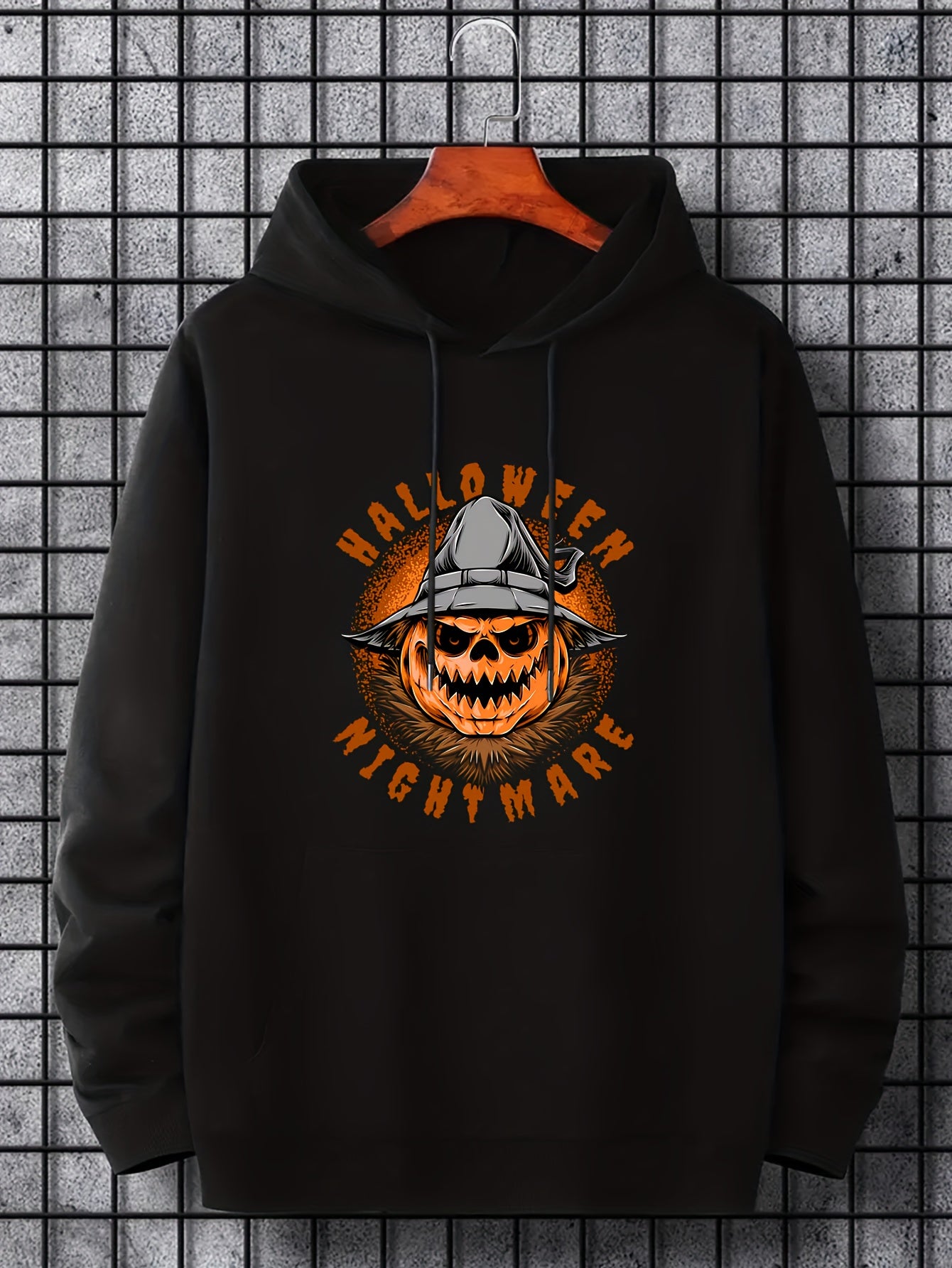 Men's Cartoon Pumpkin Graphic Hoodie Halloween Style