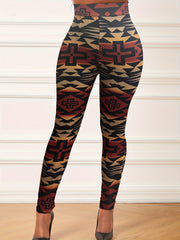 Colorblock Geometric Print Plus Size Leggings