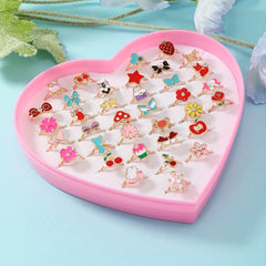 36pcs Colorful Girls Alloy Rings Party Holiday Kids Accessories