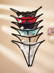 6pcs Sexy Lace Thongs Comfy Breathable Women's Underwear