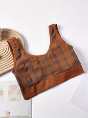 Colorblock Plaid Wireless Bra Anti Sagging Tank Bra