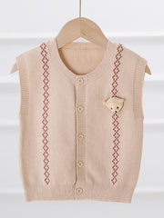 Kids Bear Decor Knitted Sweater Gentleman Vest for Autumn