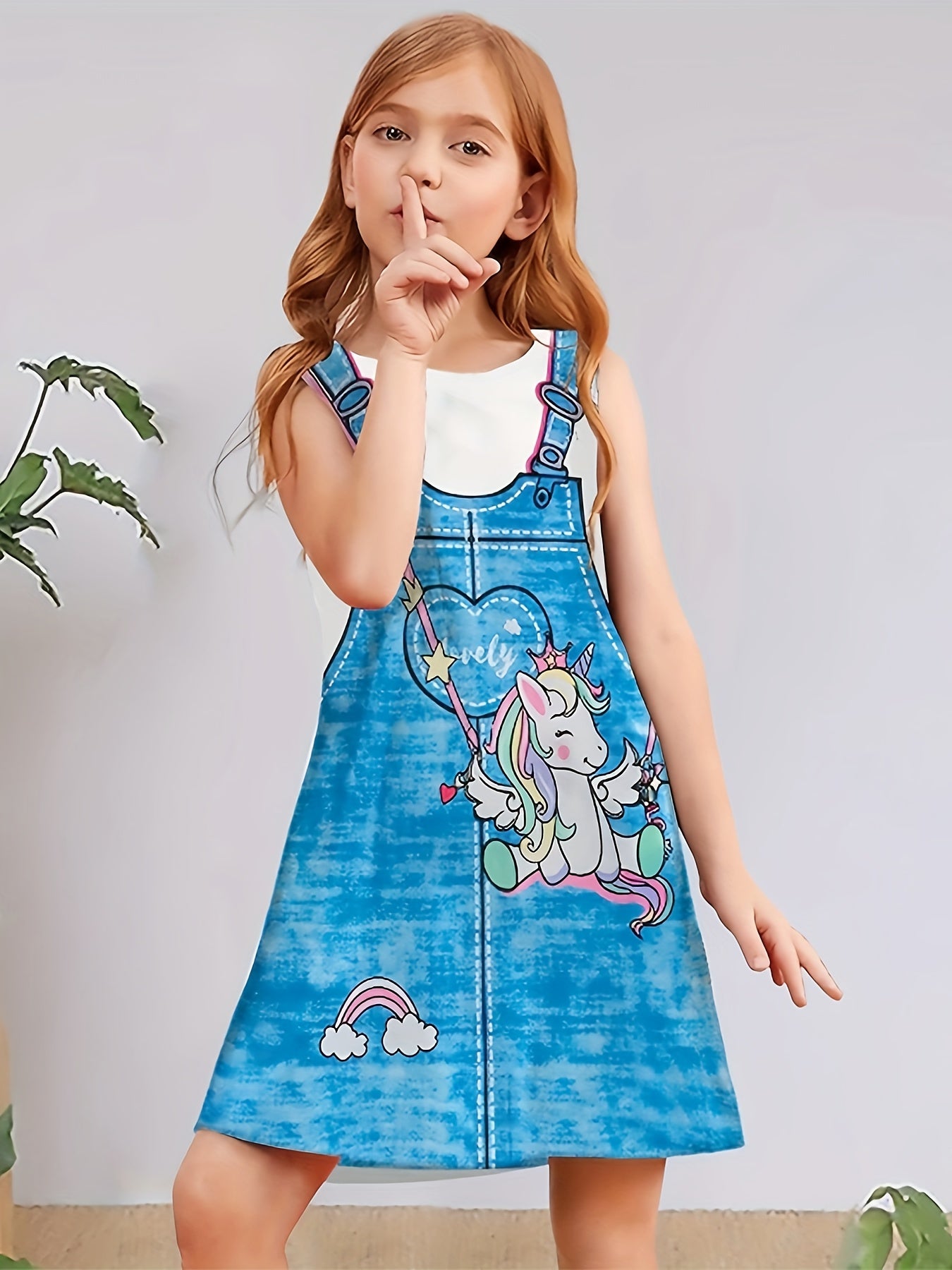 Girls Unicorn Sleeveless Dress Summer Party Gift