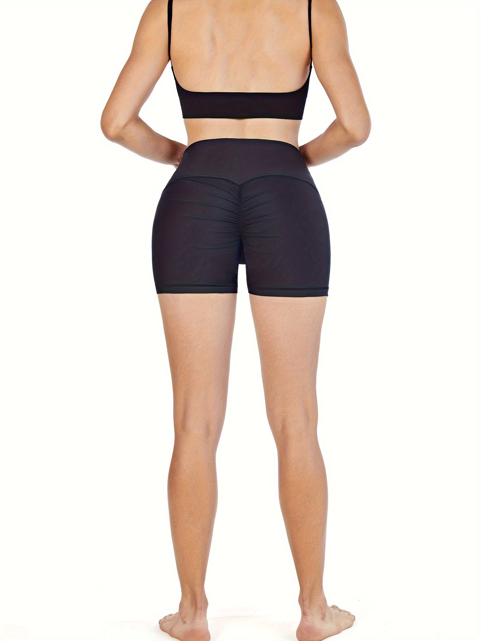 Solid Fitness Yoga Shorts Butt Lift High Elastic Sports Shorts