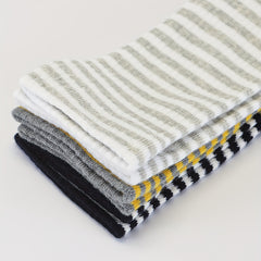3 Pairs Striped Crew Socks Breathable Sports Women's Stockings