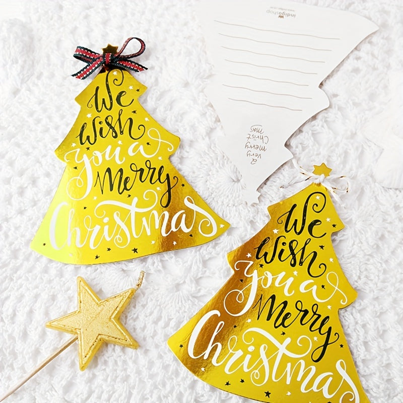 10pcs Bronzing Christmas Greeting Card Small Pendant Decoration